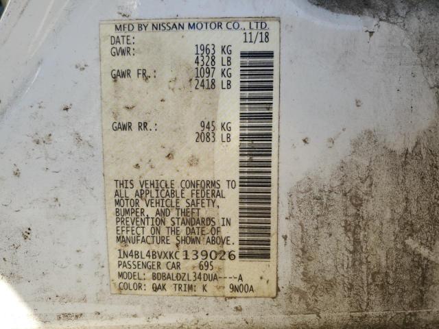 2019 NISSAN ALTIMA S - 1N4BL4BVXKC139026