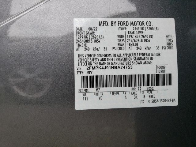 2022 FORD EDGE SEL - 2FMPK4J91NBA74753