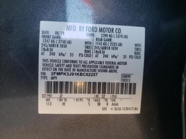 2019 FORD EDGE SEL - 2FMPK3J91KBC62257