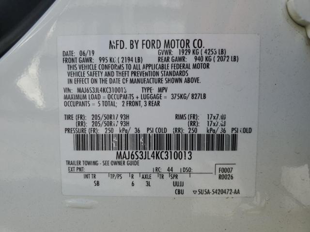 2019 FORD ECOSPORT S - MAJ6S3JL4KC310013