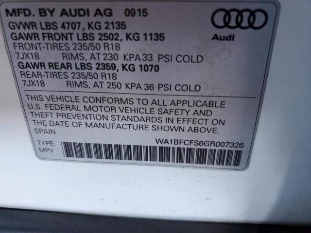 VIN WA1BFCFS6GR007326 2016 AUDI Q3 no.12