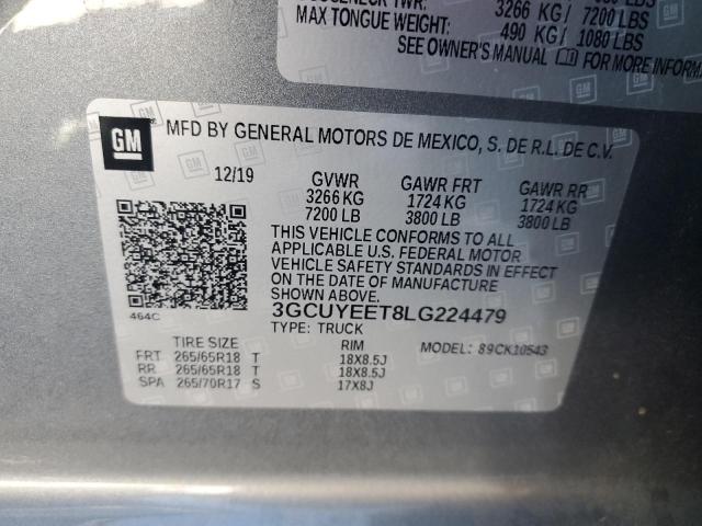 VIN 3GCUYEET8LG224479 2020 CHEVROLET ALL MODELS no.12