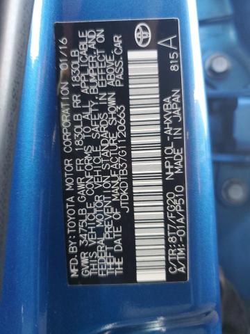 VIN JTDKDTB37G1120663 2016 Toyota Prius no.14