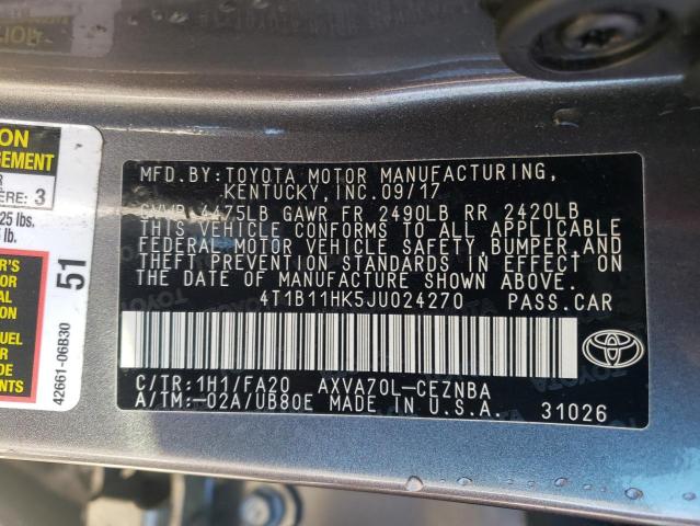 2018 TOYOTA CAMRY L - 4T1B11HK5JU024270