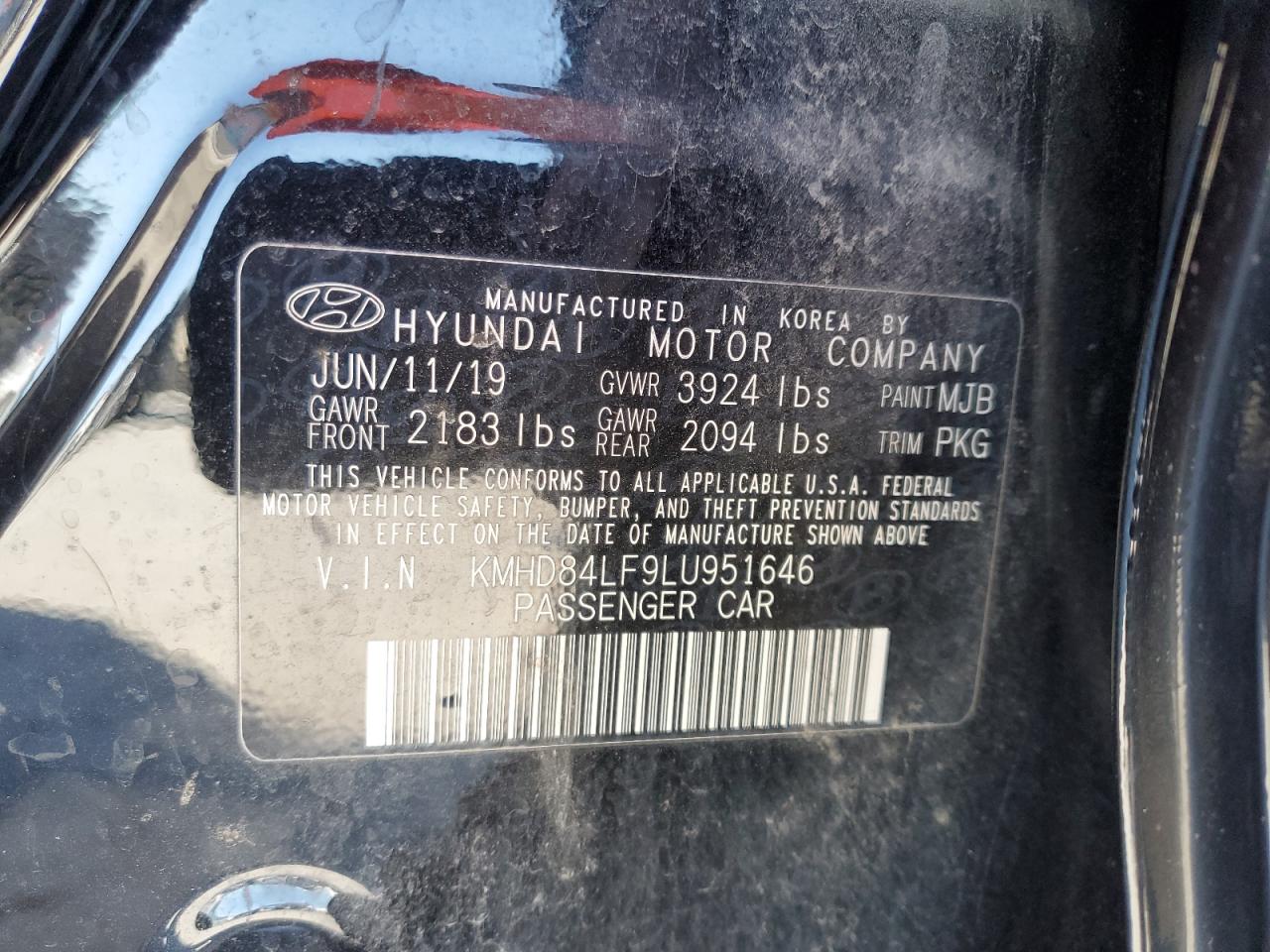 Lot #2974751129 2020 HYUNDAI ELANTRA SE