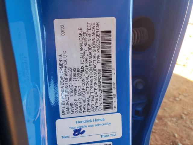 2022 HONDA CIVIC SPOR - 19XFL2H86NE023160