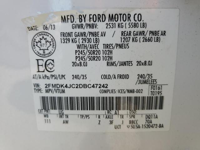 VIN 2FMDK4JC2DBC47242 2013 Ford Edge, Sel no.13