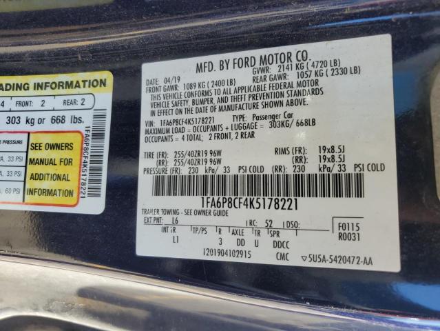 2019 FORD MUSTANG GT - 1FA6P8CF4K5178221