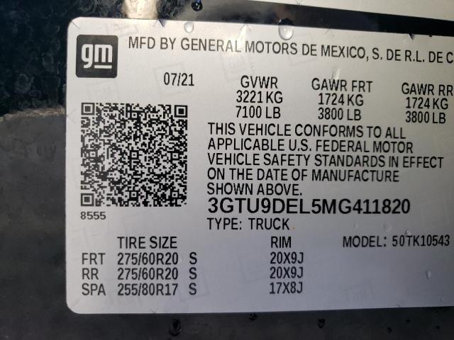 2021 GMC SIERRA K15 - 3GTU9DEL5MG411820