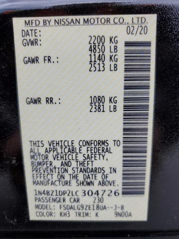 2020 NISSAN LEAF SL PL - 1N4BZ1DP2LC304726