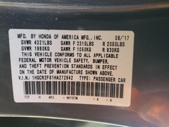2017 HONDA ACCORD EXL - 1HGCR2F81HA272642
