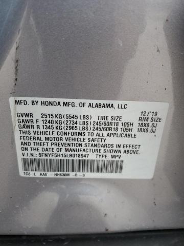 VIN 5FNYF5H15LB018947 2020 HONDA PILOT no.14