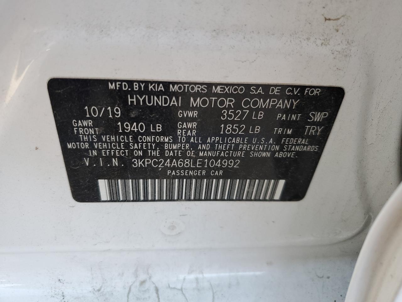 Lot #2935902828 2020 HYUNDAI ACCENT SE