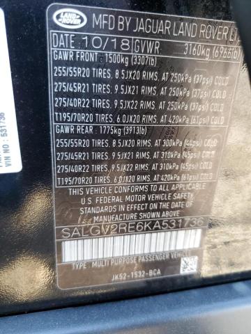 2019 LAND ROVER RANGE ROVE - SALGV2RE6KA531736