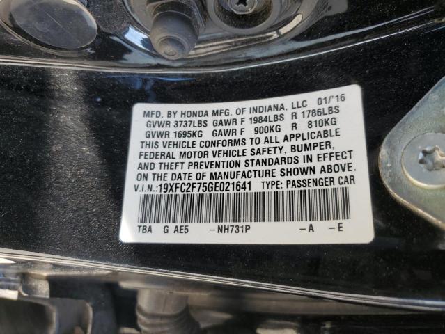 2016 HONDA CIVIC - 19XFC2F75GE021641