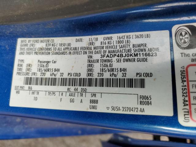 2019 FORD FIESTA SE - 3FADP4BJ0KM116623