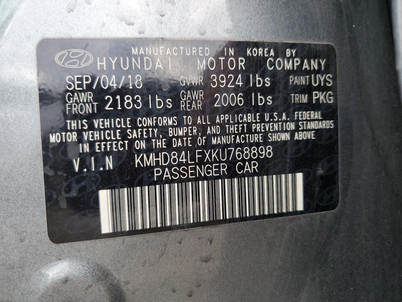 Lot #2989227761 2019 HYUNDAI ELANTRA SE