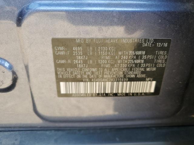 VIN 4S4BSANC7H3315699 2017 Subaru Outback, 2.5I Lim... no.12