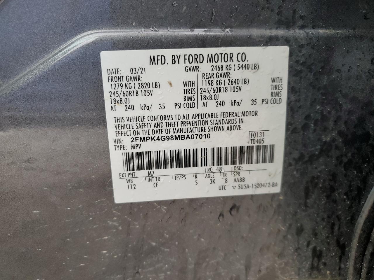 Lot #2970066505 2021 FORD EDGE SE