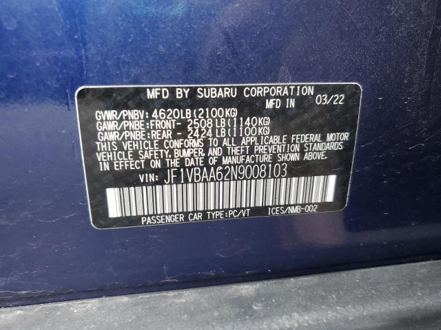 2022 SUBARU WRX - JF1VBAA62N9008103