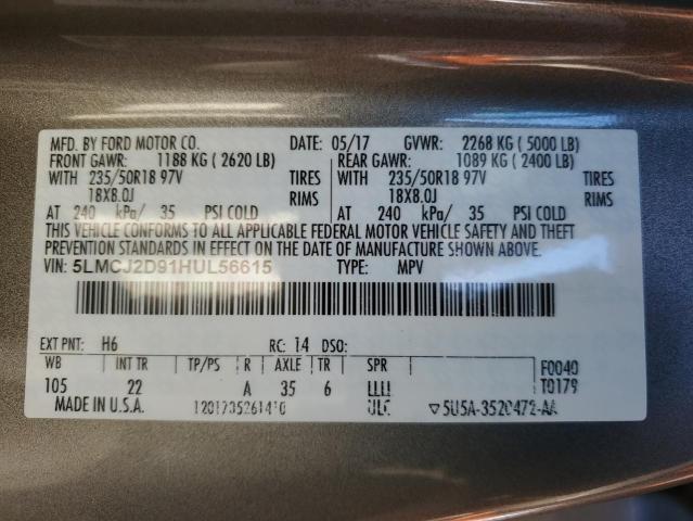 2017 LINCOLN MKC SELECT 5LMCJ2D91HUL56615