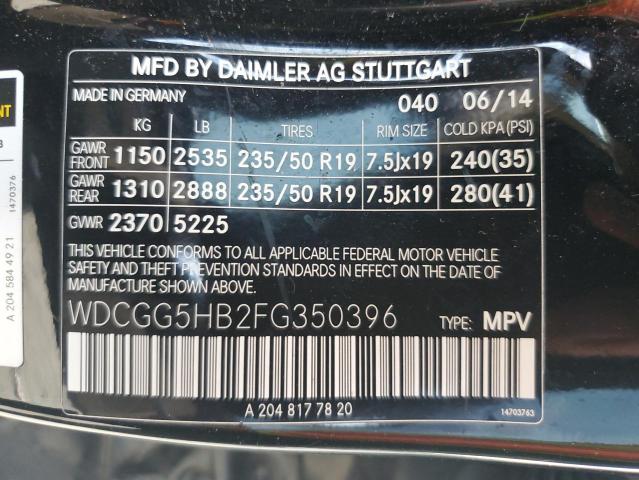 2015 MERCEDES-BENZ GLK 350 - WDCGG5HB2FG350396