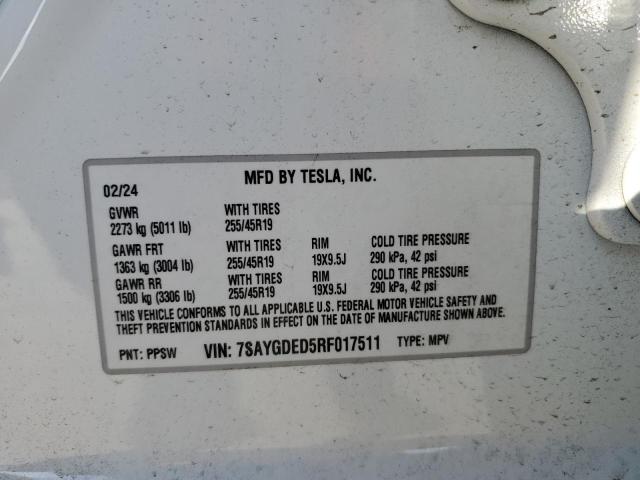 2024 TESLA MODEL Y - 7SAYGDED5RF017511