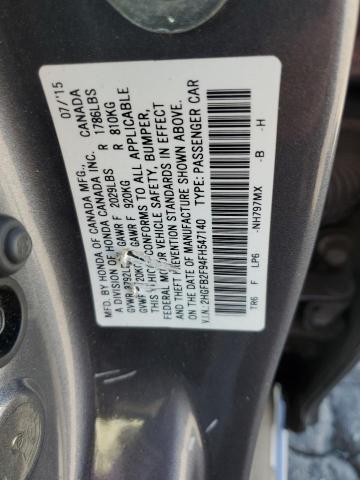 VIN 2HGFB2F94FH547140 2015 Honda Civic, Exl no.12