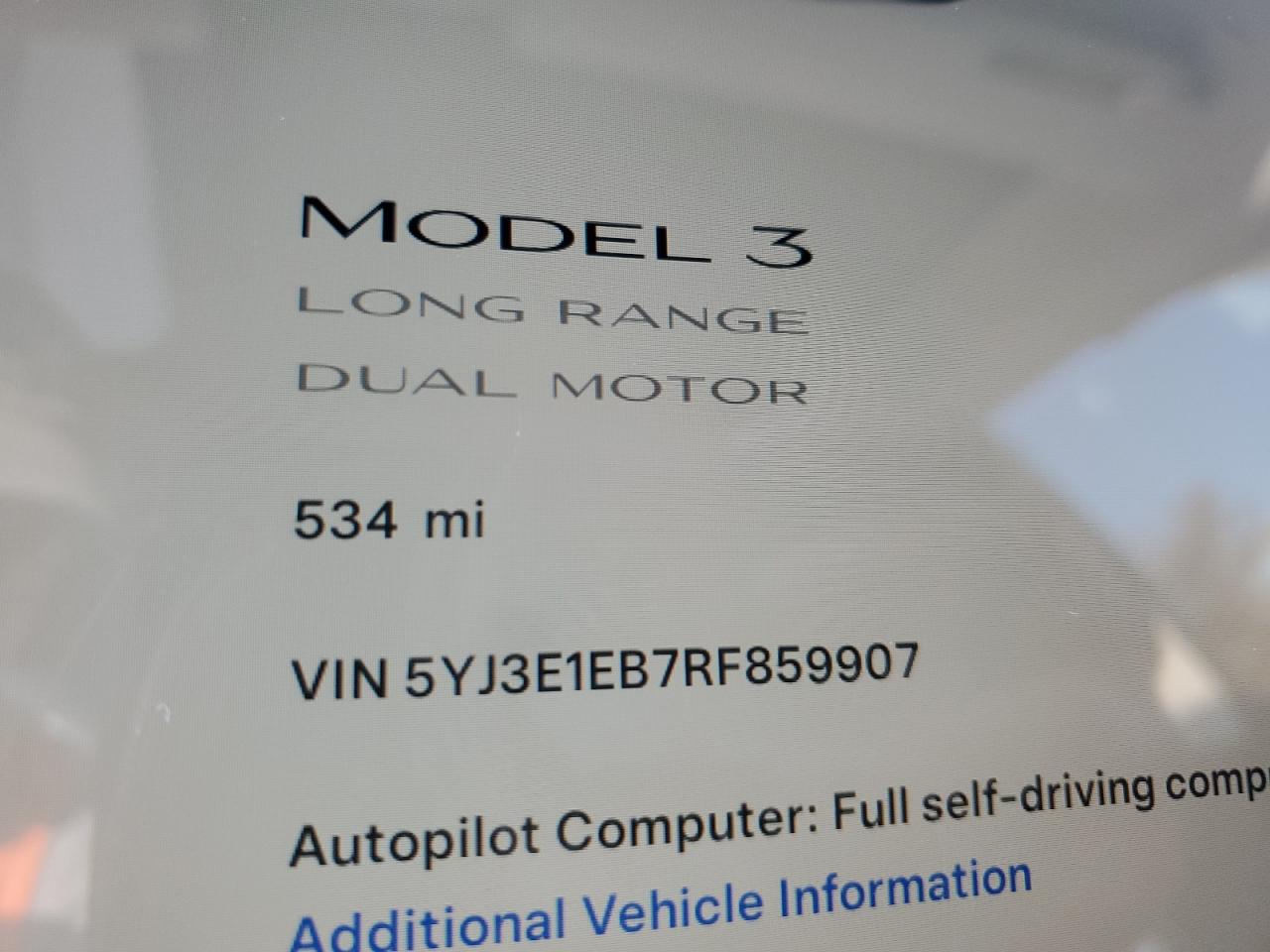 Lot #2988935626 2024 TESLA MODEL 3