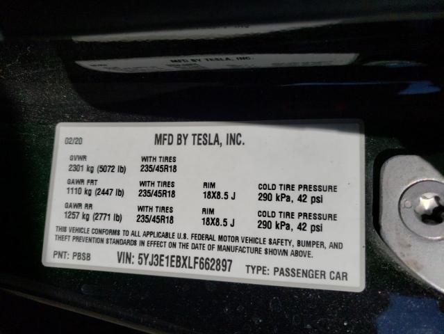 2020 TESLA MODEL 3 - 5YJ3E1EBXLF662897