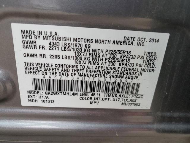 2015 MITSUBISHI OUTLANDER - 4A4AP3AU7FE012847