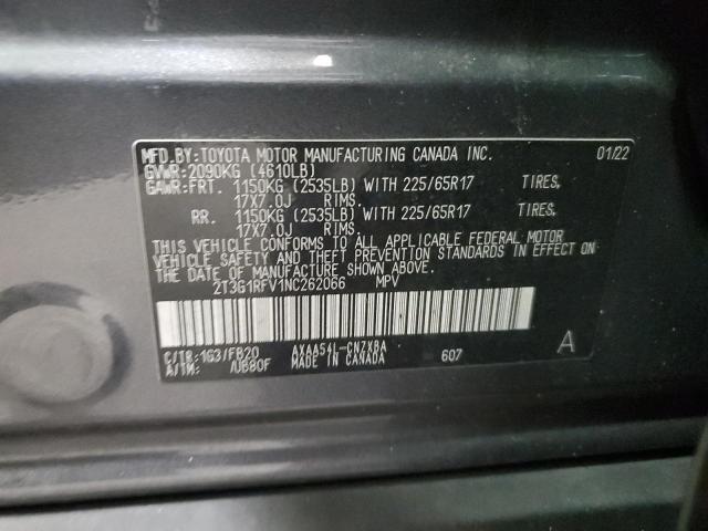 VIN 2T3G1RFV1NC262066 2022 TOYOTA RAV4 no.13