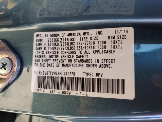 VIN 5J6TF2H58FL001776 2015 Honda Crosstour, Exl no.14