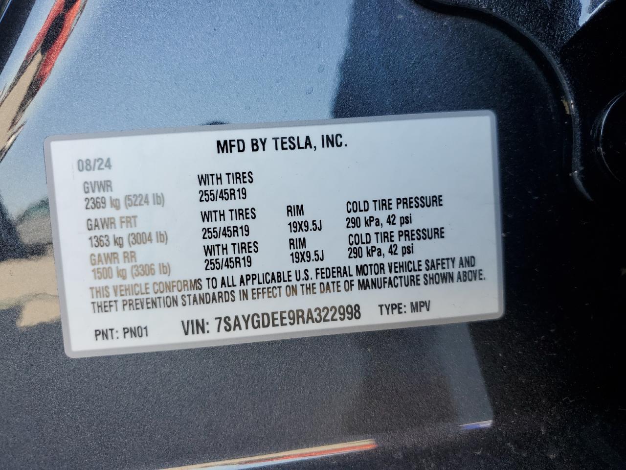 Lot #3028538941 2024 TESLA MODEL Y