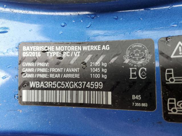 VIN WBA3R5C5XGK374599 2016 BMW 4 Series, 435 XI no.13