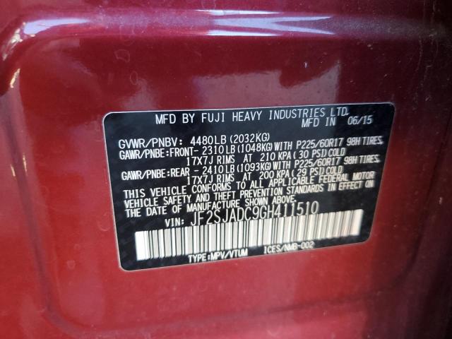 2016 SUBARU FORESTER 2 - JF2SJADC9GH411510