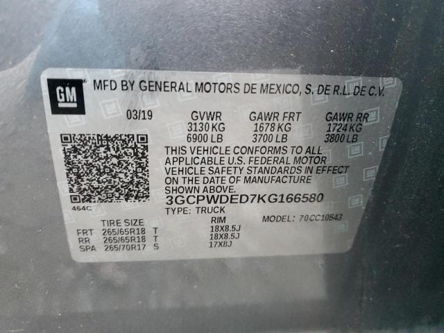 2019 CHEVROLET SILVERADO - 3GCPWDED7KG166580