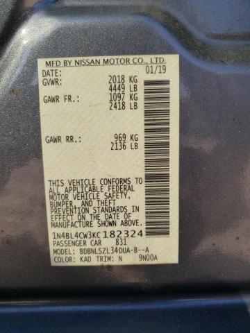 2019 NISSAN ALTIMA SR - 1N4BL4CW3KC182324