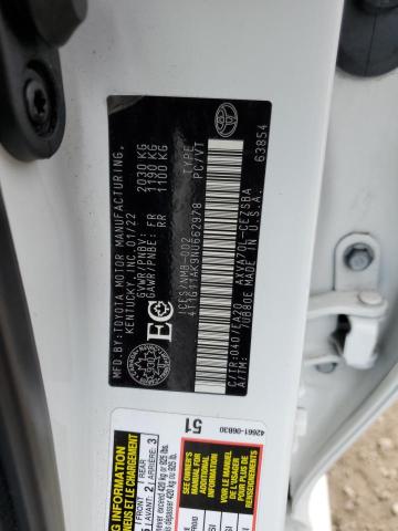 2022 TOYOTA CAMRY SE - 4T1G11AK9NU662978