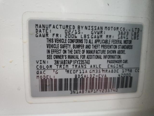 VIN 3N1AB7AP1FY235740 2015 Nissan Sentra, S no.12