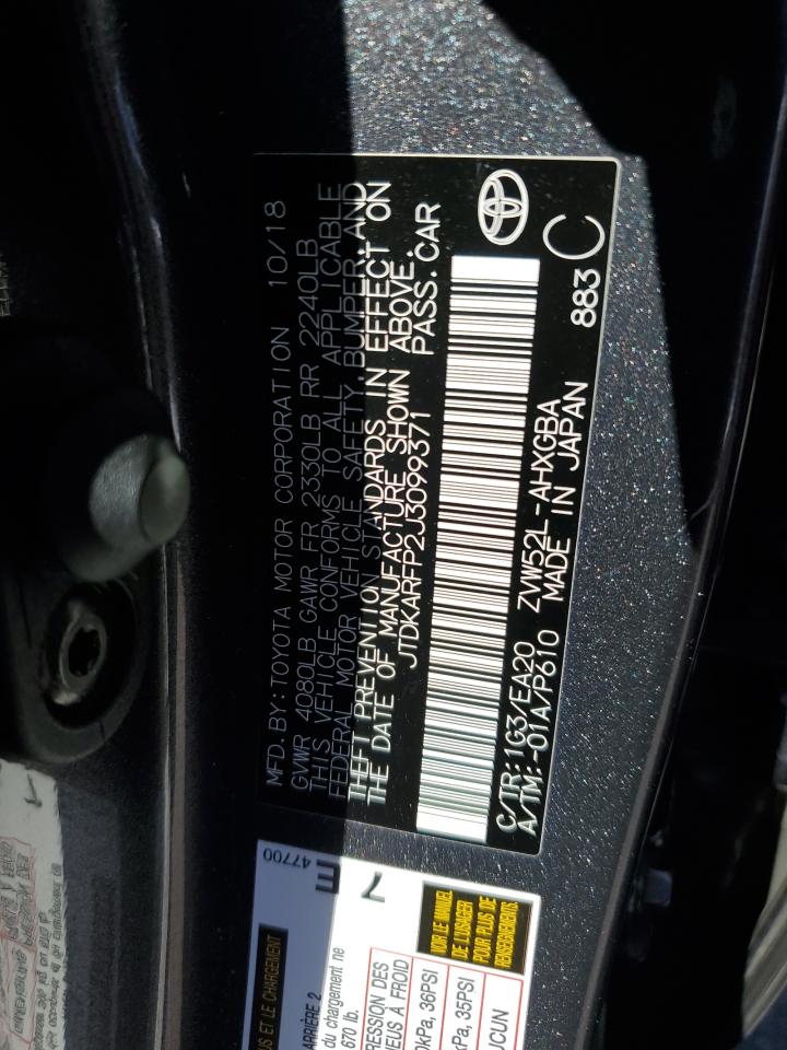 Lot #2989000540 2018 TOYOTA PRIUS PRIM