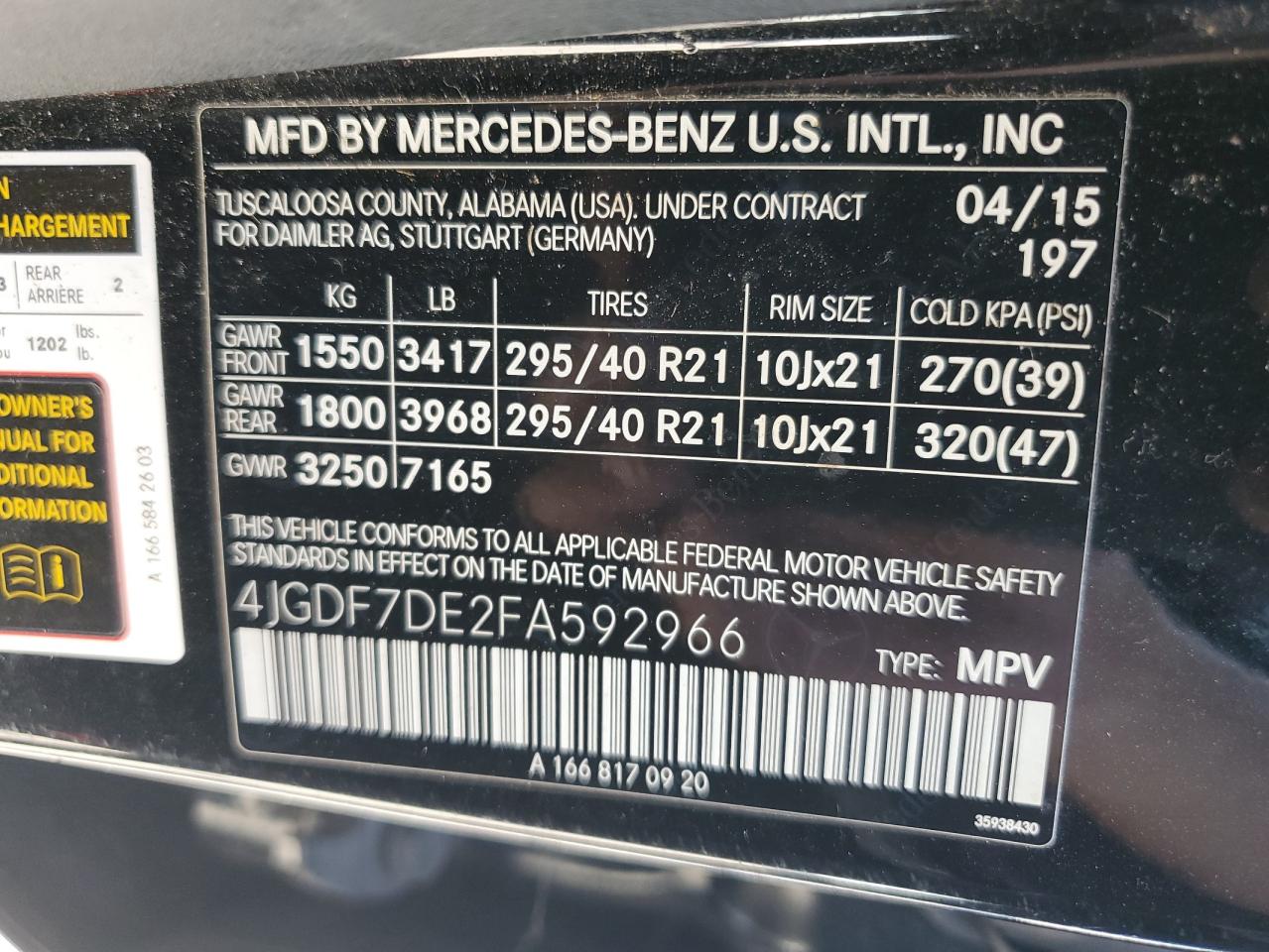 Lot #2909285683 2015 MERCEDES-BENZ GL 550 4MA