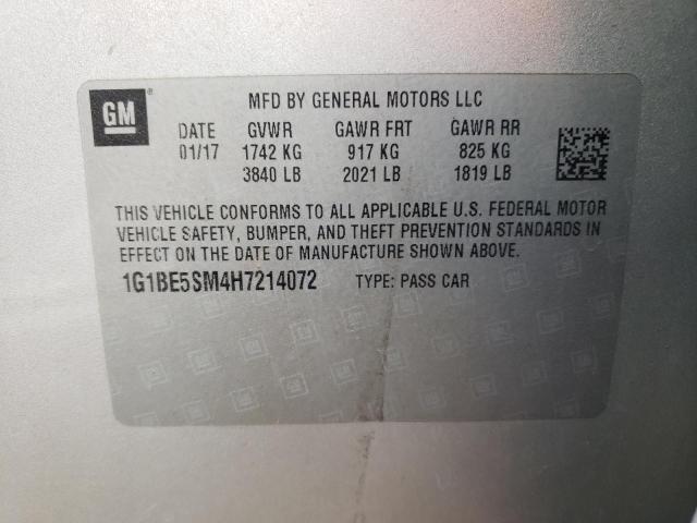 2017 CHEVROLET CRUZE LT - 1G1BE5SM4H7214072
