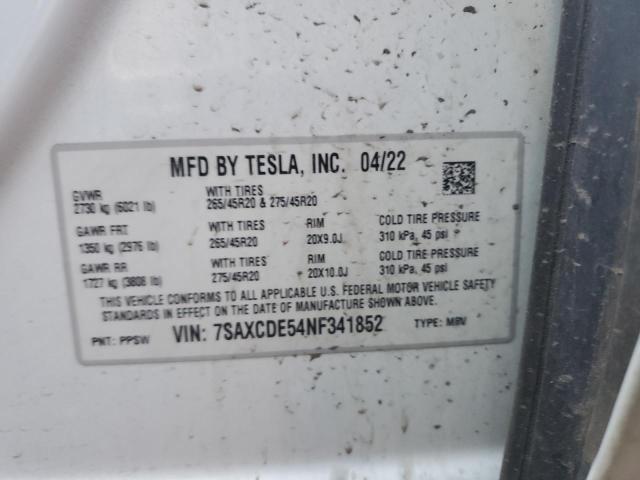 VIN 7SAXCDE54NF341852 2022 TESLA MODEL X no.13