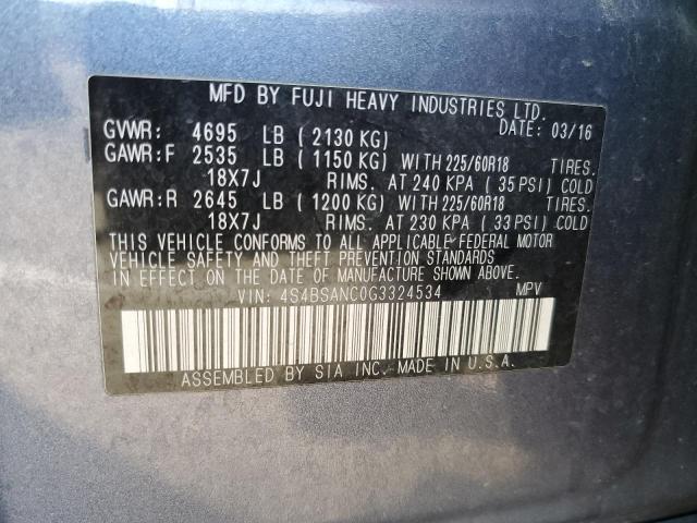 2016 SUBARU OUTBACK 2. - 4S4BSANC0G3324534