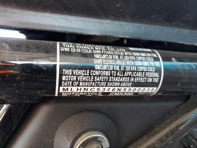 2022 HONDA CMX300 - MLHNC5316N5500038