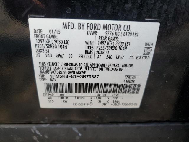 VIN 1FM5K8F81FGB79687 2015 Ford Explorer, Limited no.13