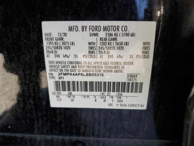 VIN 2FMPK4AP6LBB55310 2020 FORD EDGE no.12