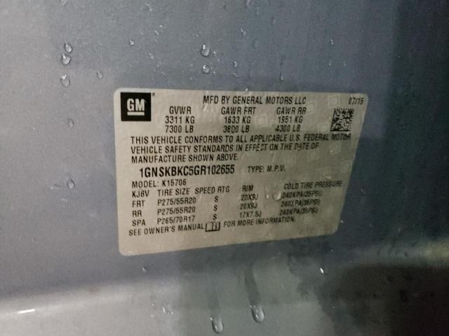 2016 CHEVROLET TAHOE K150 - 1GNSKBKC5GR102655