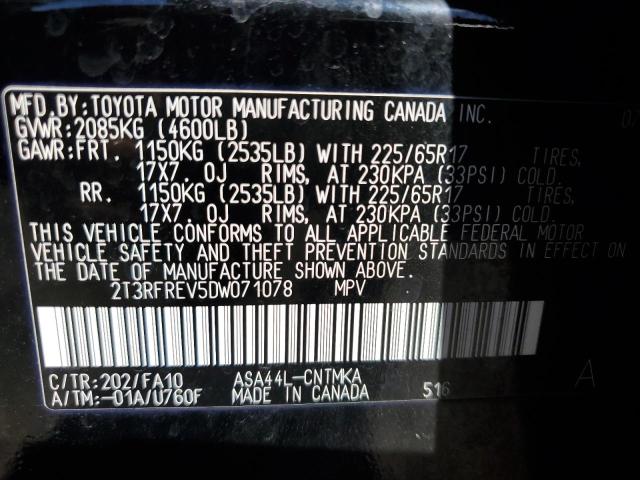 VIN 2T3RFREV5DW071078 2013 Toyota RAV4, Xle no.13